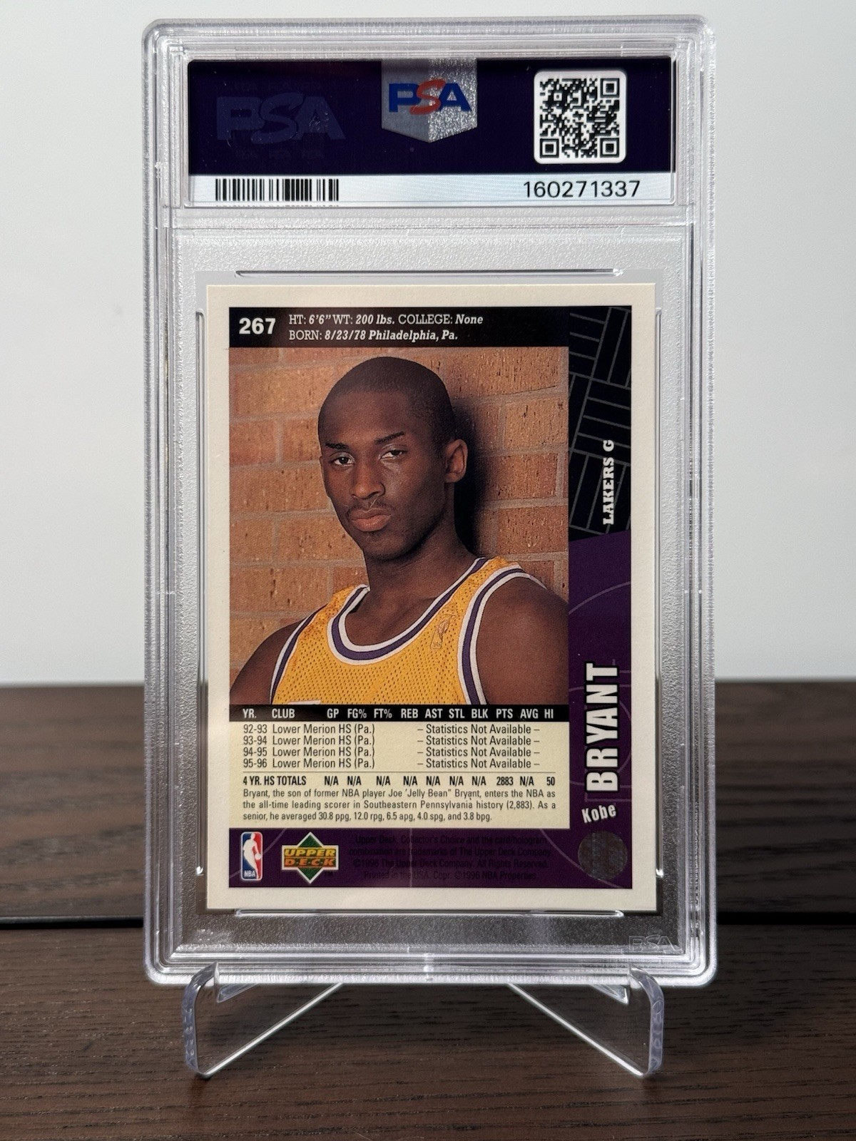 1996-97 Collector’s Choice Kobe Bryant #267 Rookie RC PSA 8 Lakers Vintage view 2