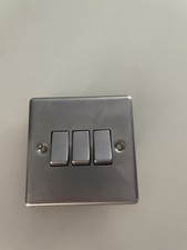 Triple Brushed Steel Light Switch