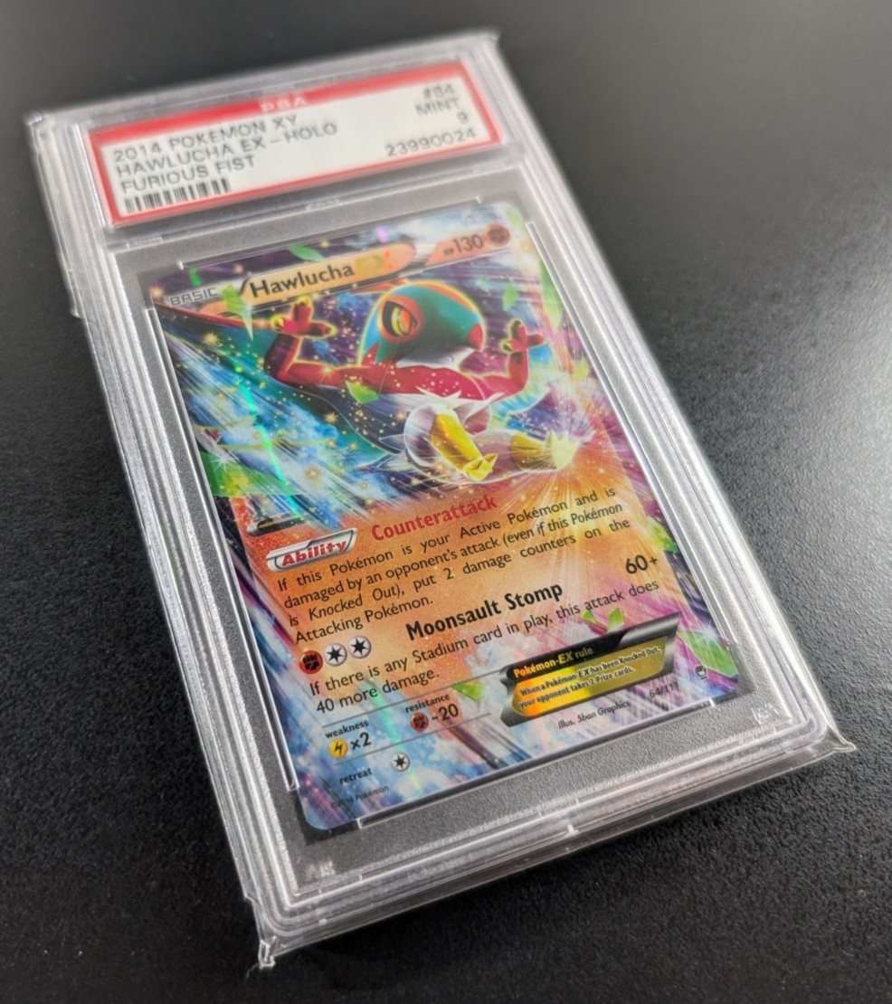 Hawlucha EX 64/111 Furious Fist Holo Pokemon Card - Graded PSA 9 Mint