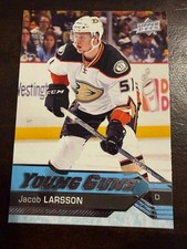 2016-17 Jacob Larsson Upper Deck Young Guns rookie hockey card #495 - Ducks. rookie card picture