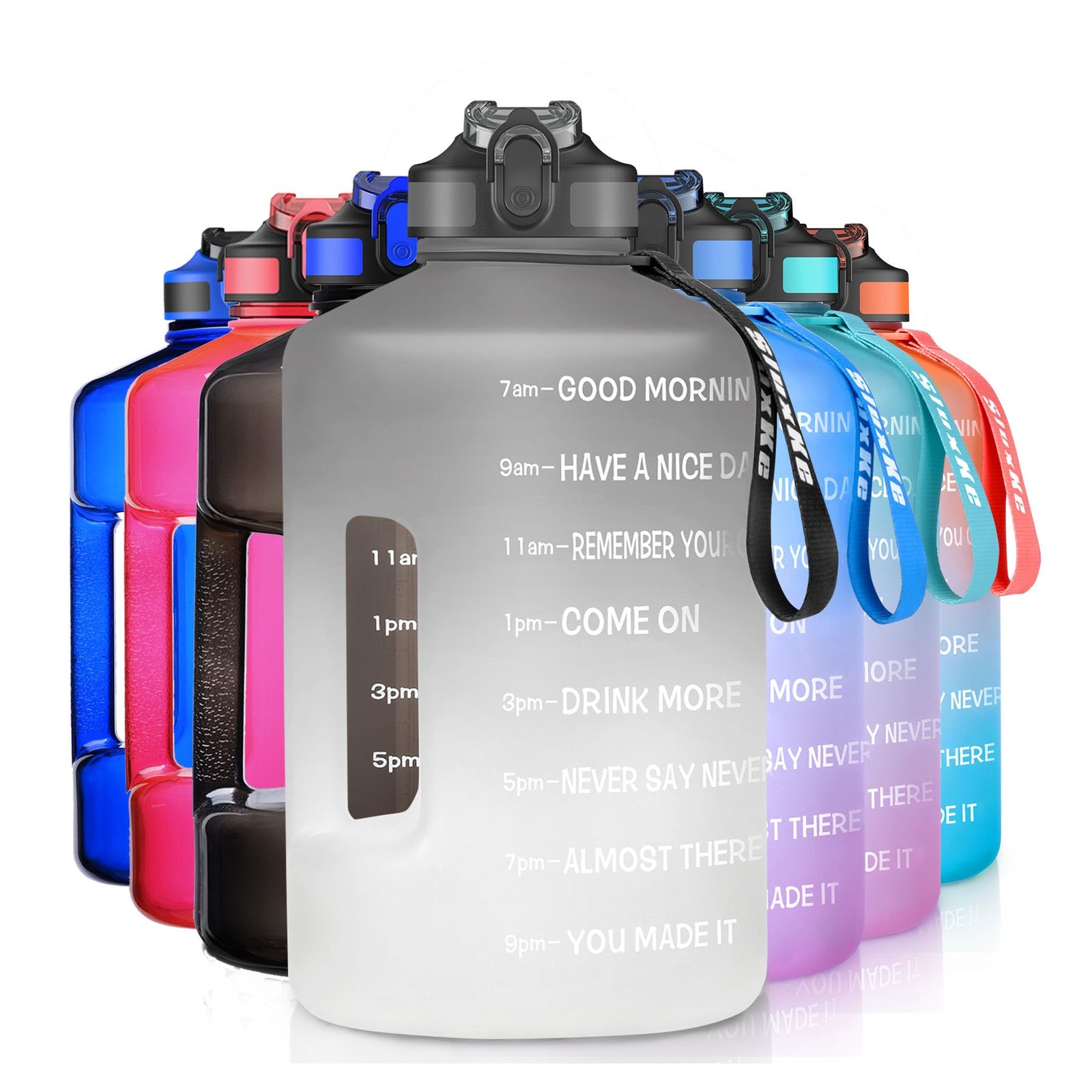 With Straw, 128oz Motivational Large Water Bottle With ...