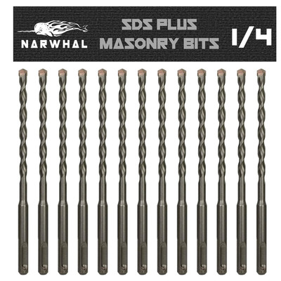 SDS plus 1/4 Inch Masonry Drill Bits (13 Pack - Industrial Grade) 6 Inch Rotary