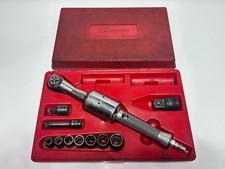 Snap-on Tools Usa 10pc Far70b 38 Drive Air Ratchet Socket Set Broken Case Pb7a