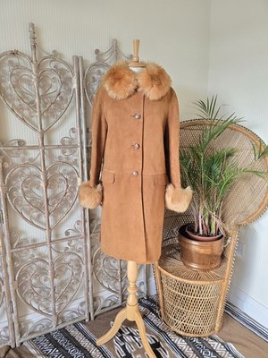 Vintage Wildleder Leder Lammfell Fell 60er 70er Penny Lane Jacke Mantel M