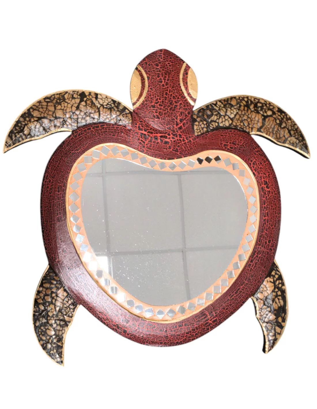 Miroir mural tortue 40x38cm idéal pour créer une ambiance bord de mer dans votre salon