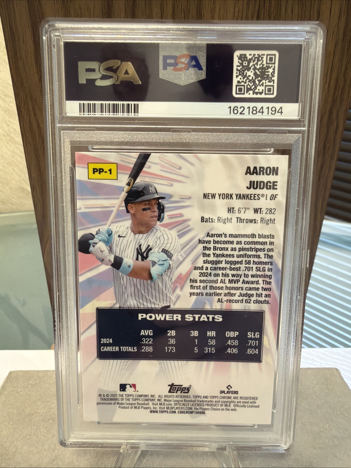 2025 Topps Chrome Power Players Aaron Judge #PP-1 PSA 10 GEM MINT view 2