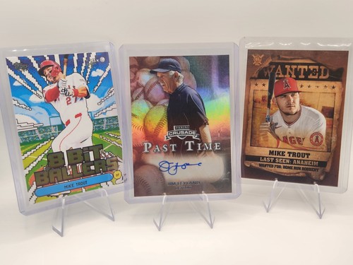 Jim Leyland Auto HOF Tigers + Mike Trout 8-Bit Ballers & Wanted Inserts Lot