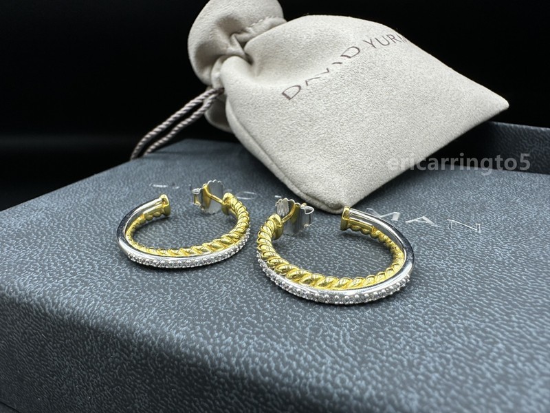 NW/D*YurmanCable Hoop /Earrings 18/K Gold 925 Silver Crossover /Diamonds