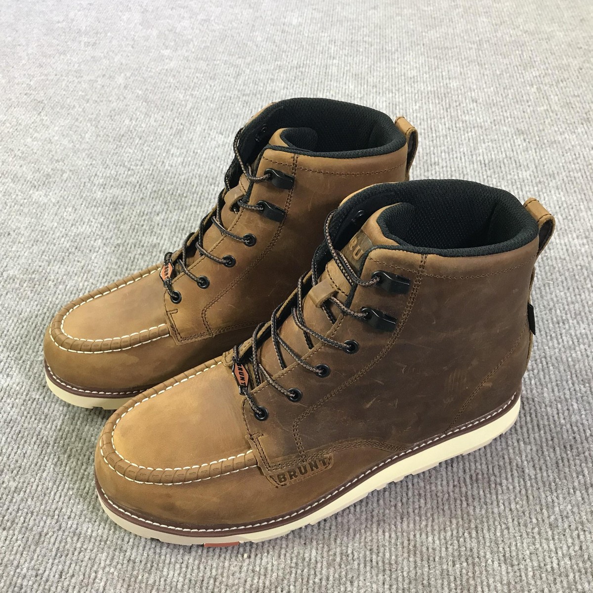 Brunt Marin Work Boots Mens Size 11.5 Brown Leather Moc Toe EH