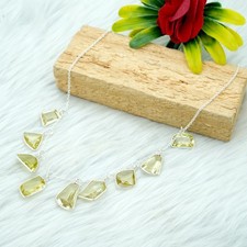 Fancy Cut Lemon Topaz Necklace Sterling Silver Minimalist Jewelry Handmade Item