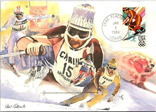 Dr Jim Stamps Maximum Card 20c 1984 Winter Olympics Alpine Skiing First Day