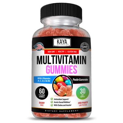 60 Gomitas Multi Vitaminas A B C D E Con Zinc Para Mujeres y Hombre Sabor Fresa