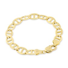 10K Yellow Gold Solid Mens 9mm Mariner Anchor Link Chain Bracelet 8" 8.5" 9"