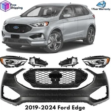 Front Bumper Cover Fascia & Grille Assembly Kit For 2019-2024 Ford Edge