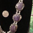 Native Jeweler Coin Silver (.900) & Genuine AMETHYST Squash Blossom Necklace. — photo 3