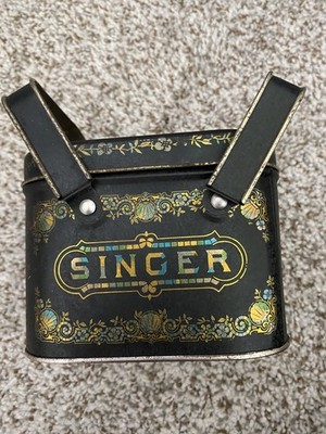 Singer Tin Sewing Box with Handle Black Bristol Ware