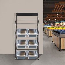 Commercial Kitchen Sink Rack with Wheels Double Slot Hand Basin Display Stand
