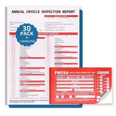 30-Pack Annual Vehicle Inspection Report Form, 3-Ply Carbonless Form and... 