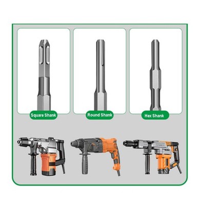SDS Plus Bohrhammer Meissel Set 150-400mm Meißel Kanal Spitz Flach Breit Fliesen
