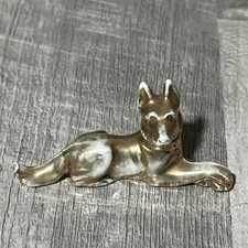 German Shepherd Figurine, Vintage  Porcelain  Dog w/ Gold Painting Japan W13