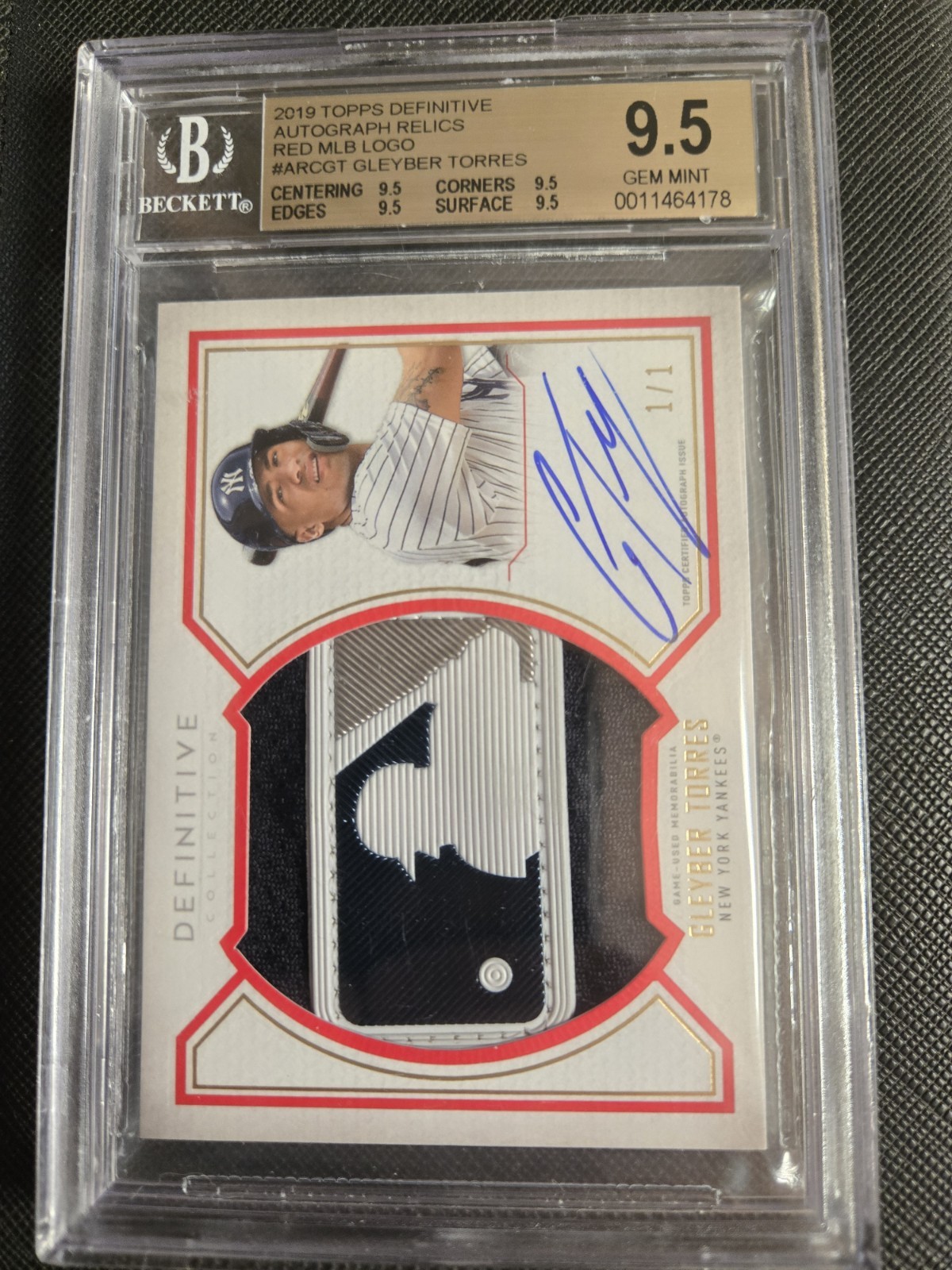 2019 Topps Definitive Gleyber Torres Patch Logoman #1/1 Yankees/Tigers
