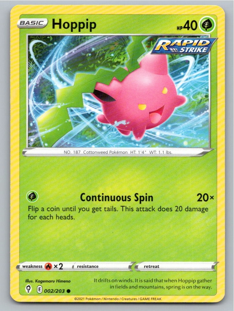 2021 POKEMON HOPPIP EVOLVING SKIES 002/203 C NM A58807 FREE S&H