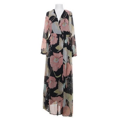 Lulus, Maxikleid, Größe: M, Schwarz/Mehrfarbig, Polyester, Blumen, Damen #iyz