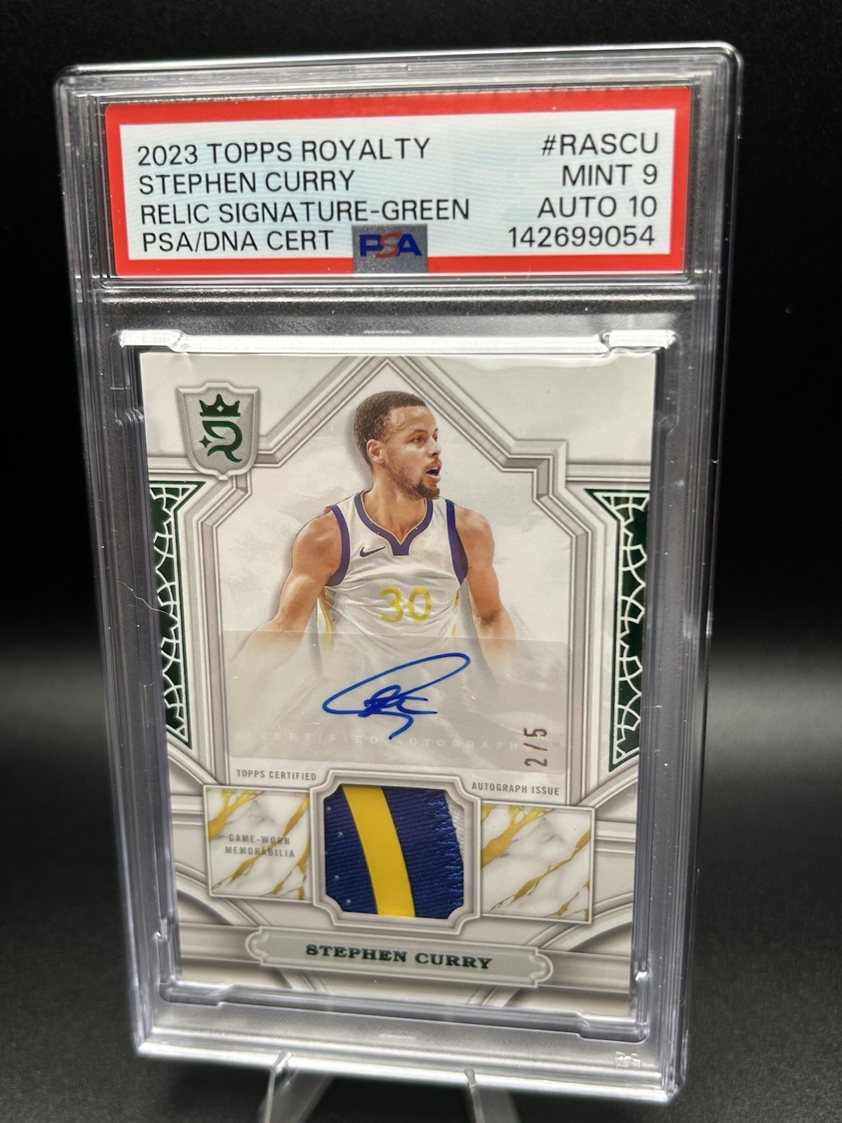 2023 Topps Royalty STEPHEN CURRY Game Worn 3-COLOR PATCH /5 PSA 9 AUTO 10 POP 1 view 8