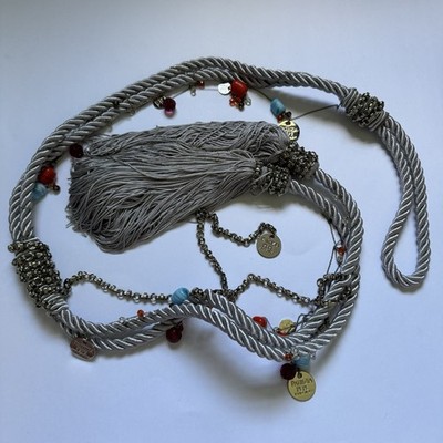 Patrizia Pepe Firenze Women's Braided Belt Gray Beaded Chain