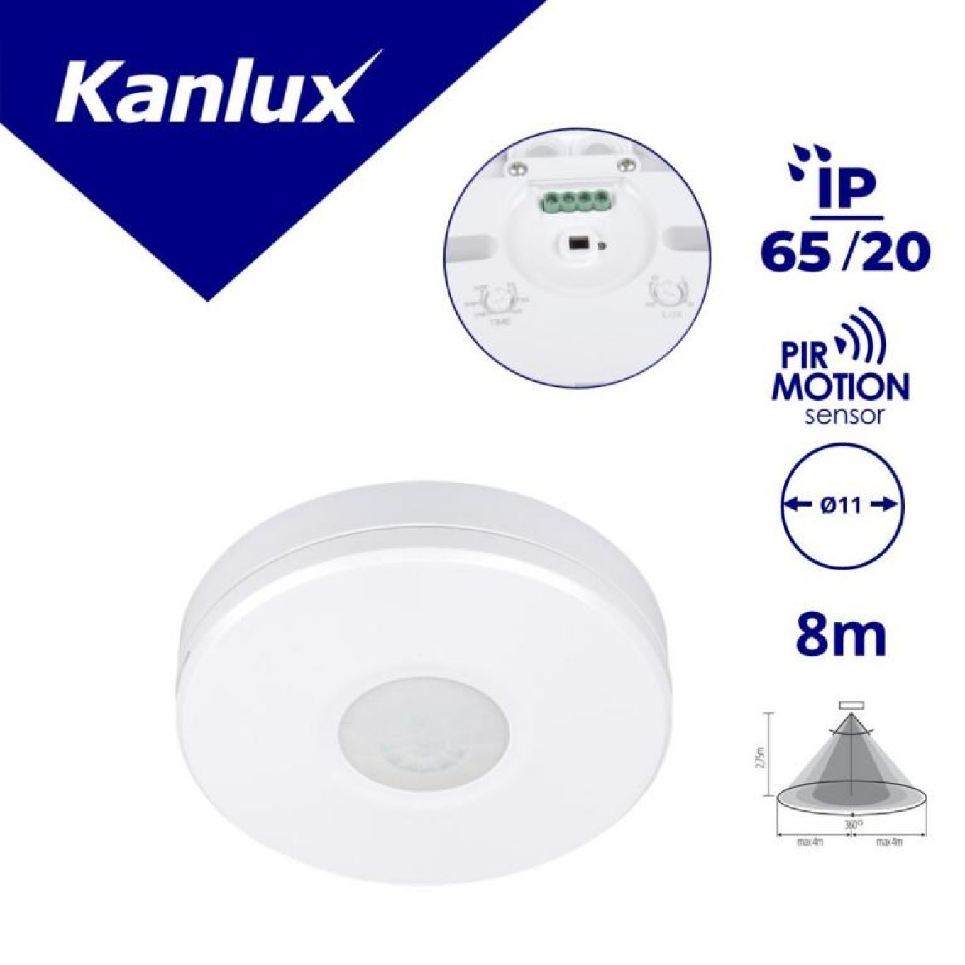 PIR WT-W 200VA 360st Motion Detector IP65/20 Zona Mini 37365