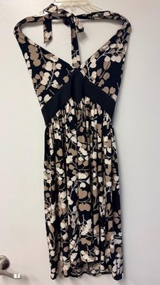 London Time Beautiful Rare Black Floral Tie Back Midi Dress Size 6 NWT