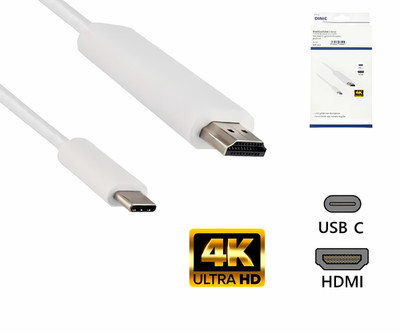 DINIC USB-C auf HDMI Kabel 1m Weiß | 4K@60Hz, HDR, HDCP | USB 3.2 Gen2