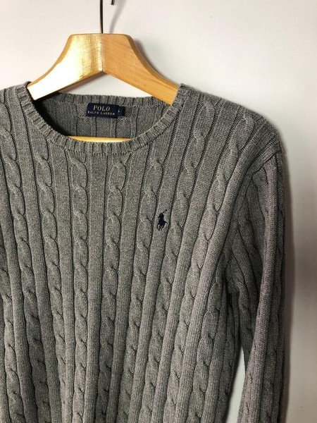 Women Polo Ralph Lauren Sweater Grey L #CI7V