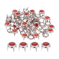 60Pcs Strassnieten, 6Mm Runde Nieten Kristallklauenperlen Nagelkopf, Rot