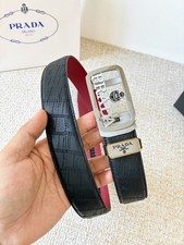 Prada Classic Pure Steel Automatic Buckle Belt — Men's Size 100 (EU), Width 3.5