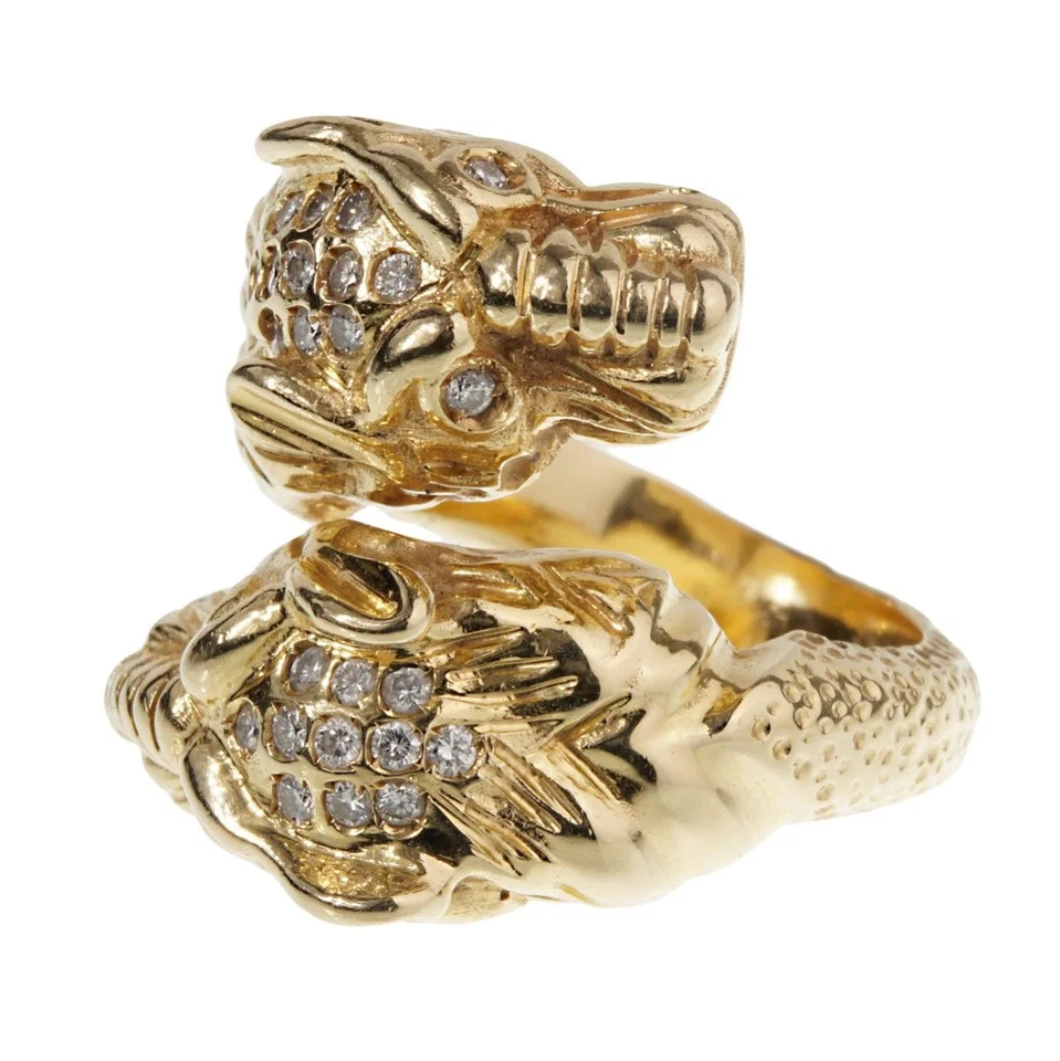 Anillo de cóctel Gucci con diamantes de tigre de oro amarillo de 18 quilates talla 7 Foto 2 de 4