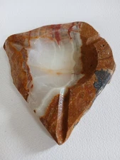 Vintage Hard Stone Ashtray Carved From Solid & Smooth Multi-Color Marble, 1940s