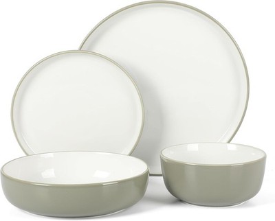Kitchen Essentials 16 Piece Two-Tone Porcelain Chip & Scratch Resistant