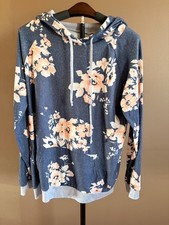 Women's Floral Print Hoodie Sweatshirt with Drawstring Hood and Kangaroo Pocket