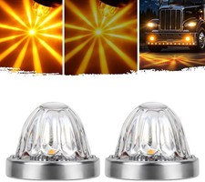 2Pcs Clear Glass Lens Watermelon Lights, LED Top Clearance Side Marker Turn Sign