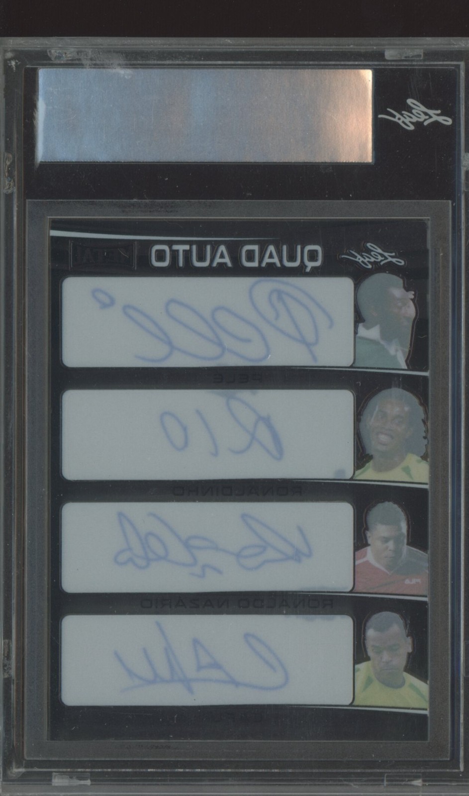 2022 Leaf Pele Ronaldinho Ronaldo Nazario Cafu 1/1 Clear Black Auto view 2