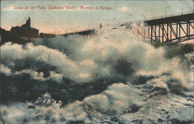 #ad #ad Spray of the FallsMonroe St. BridgeSpokaneWA 1908 Washington M. Rieder value $2.49