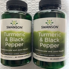 2 Pack Organic Turmeric & Black Pepper 600mg 180 Vegan Caps (2x90) Free Shipping