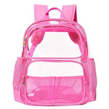 Pink 17 Inch Clear Heavy Duty Transparent See Through Backpack Travel Security