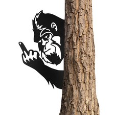 Sasquatch Peek Flip off Metal Sign Animal Bigfoot Middle Finger Plaques Cutout