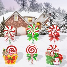 Candy Christmas Decorations Outdoor 1.97 x 1.57 inches, 6 candy yard sign