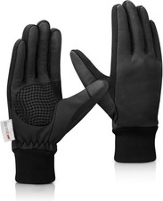 Winter Gloves for Men Women - Cold Weather Durable Waterproof PU Leather Fleece