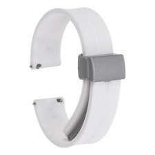 18mm Magnetic Silicone Watch Band with Silver Folding Buckle, White