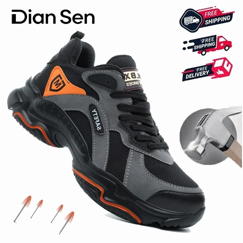 Men's Adjustable Steel Toe Work Shoes Puncture Resistant Casual Safety Footwear