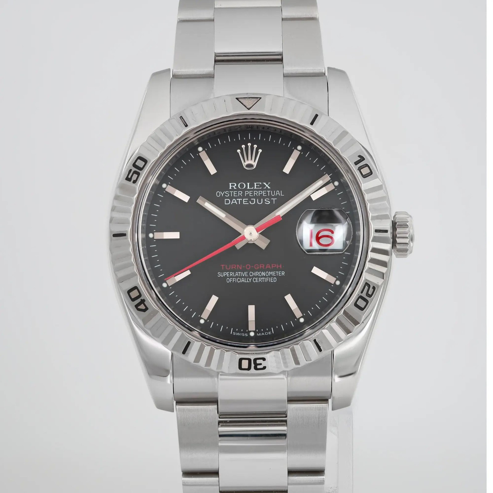 Rolex Datejust Turn-O-Graph 116264 36mm Steel Black Dial Men's Watch image 2